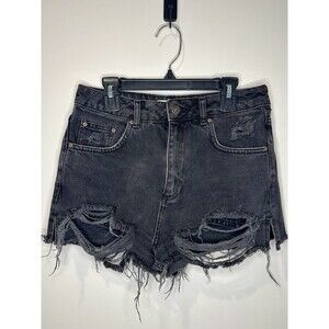 Topshop Moto Mom Shorts Black Distressed Denim Size 6 EUC!!!